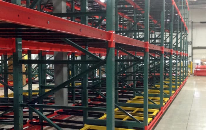 Pushback warehouse racking